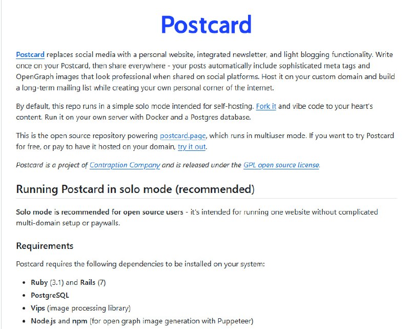 Postcard：用个人网站和新闻列表取代社交媒体的开源项目
