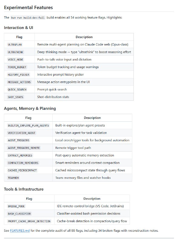 Claude Code开源编译版来了！free-code 是一款免费的 Claude Code 版本，去除了所有遥测，移除了安全提示限制，开启了全部实验功能，完整解锁开发潜能！它是基于 Anthropic Claude Code CLI 打造的终端AI编码助手，支持多种高级功能：- 完全无遥测，保护隐私不“回传”；- 移除安全提示guardrails，释放模型潜力；- 启用45+实验特性，如远程多代理策划、深度思考模式、语音输入、IDE远程控制、任务验证等；- 支持macOS / Linux（Windows可通过WSL）；- 简单安装，自动检测系统环境，自动安装依赖并构建二进制程序