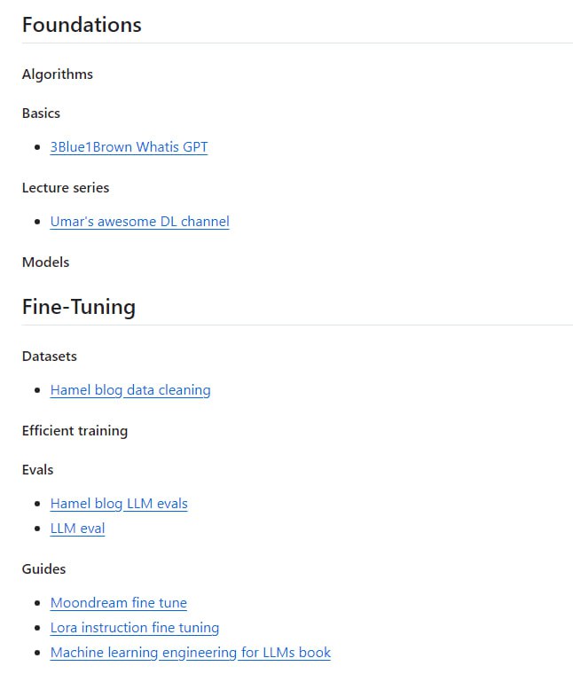 大型语言模型资源集合：为Dan Becker和Hamel Husain举办的“精通大型语言模型：端到端微调和部署”研讨会聚合的资源，包含算法、微调、模型、多模态、部署等方面的内容大型语言模型资源集合：为Dan Becker和Hamel Husain举办的“精通大型语言模型：端到端微调和部署”研讨会聚合的资源，包含算法、微调、模型、多模态、部署等方面的内容