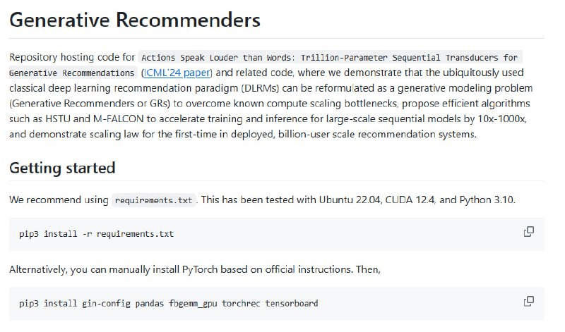 generative-recommenders：将传统深度学习推荐系统（DLRMs）转化为生成式建模问题，突破计算瓶颈，大幅提升训练和推理效率