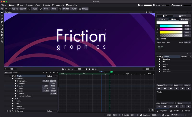 Friction：一款兼具矢量与光栅动画创作能力的开源运动图形工具，专注于网页与视频动画制作