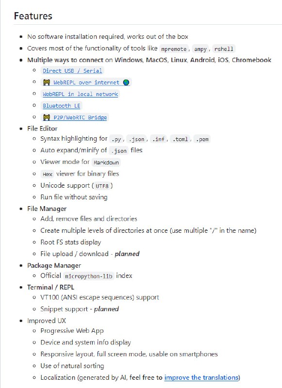 ViperIDE：创新的MicroPython Web和移动IDE，无需安装软件即可使用，支持多种连接方式和文件编辑功能ViperIDE：创新的MicroPython Web和移动IDE，无需安装软件即可使用，支持多种连接方式和文件编辑功能