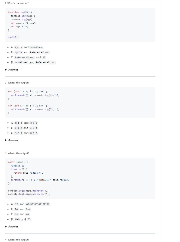 JavaScript热门面试问题集锦从基础到高级：测试你对 JavaScript 的了解程度，更新你的知识，或准备你的编码面试
