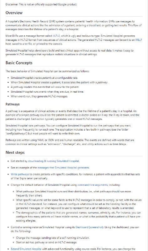 Simulated Hospital 以HL7v2格式生成逼真且可配置的医院患者数据的工具