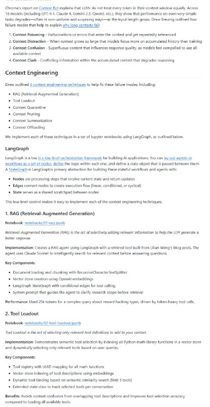 如何有效解决长上下文挑战？Drew Breunig 提出6大策略，结合 LangGraph 框架实现，助力提升 LLM 在复杂任务中的表现与稳定性：• 背景问题    多数 LLM 在长上下文中表现递减，出现误导（Context Poisoning）、注意力分散（Context Distraction）、信息混乱（Context Confusion）及冲突（Context Clash）四种失败模式