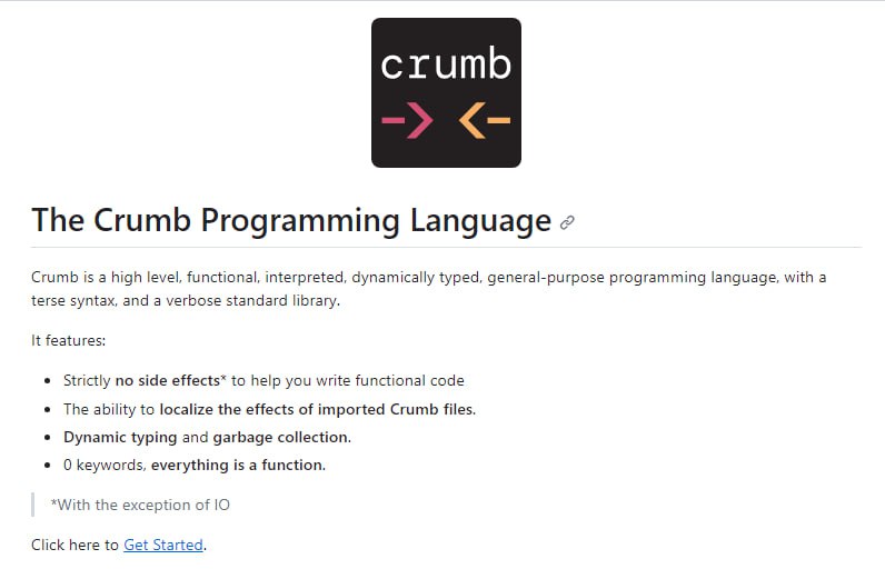 Crumb：一种高级、函数式、解释性、动态类型、通用的编程语言，具有简洁的语法和详细的标准库