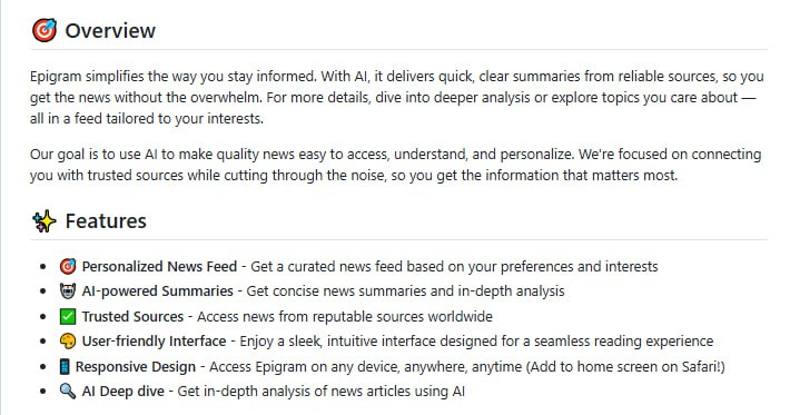 Epigram：一个开源、免费且由AI驱动的新闻聚合平台