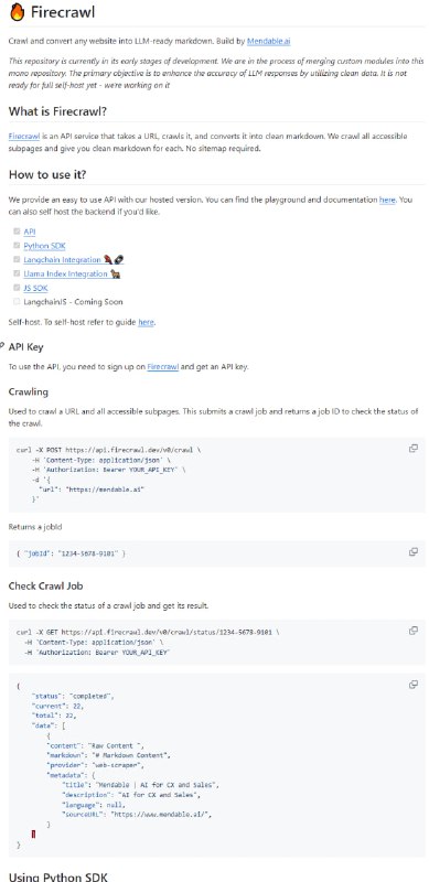 将网站内容转换为适合LLM的Markdown格式文本的工具Firecrawl | #工具