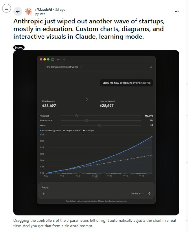 一个号称“干掉一批公司”的AI新功能，是如何被程序员们群嘲的 | 帖子Anthropic的Claude发布了一个新功能，能用一句话生成交互式图表