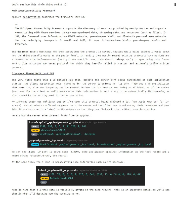 对 Apple MultiPeer 连接框架进行逆向工程 | 详文