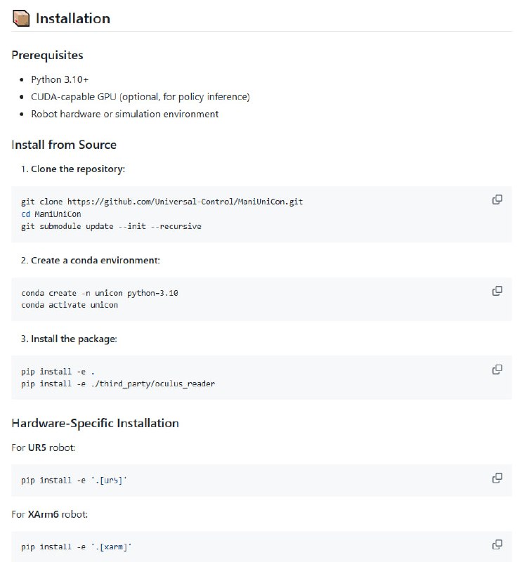 ManiUniCon：一站式机器人操作控制框架，针对多机器人臂与多传感器环境设计，实现高频实时控制与灵活算法部署