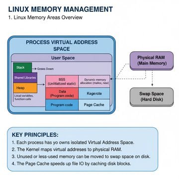 Linux内存管理核心解读Linux内存管理掌控着操作系统如何高效利用RAM、交换空间及虚拟内存，保障每个进程获得所需资源，同时维持系统稳定和高性能