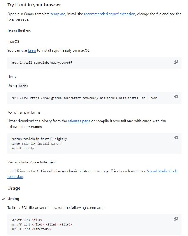 现代开发环境中的创新SQL代码格式化和语法检查工具，使用Rust编写，支持多种SQL方言sqruff | #工具
