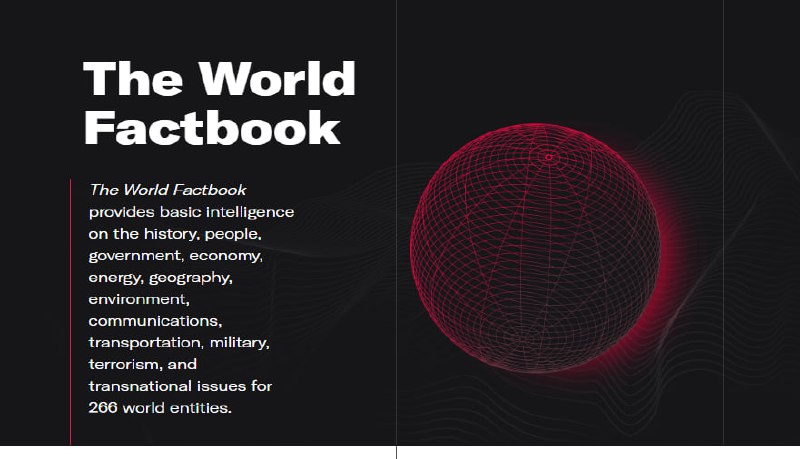 《世界概况》为266个世界实体提供有关历史、人民、政府、经济、能源、地理、环境、通信、交通、军事、恐怖主义和跨国问题的基本情报