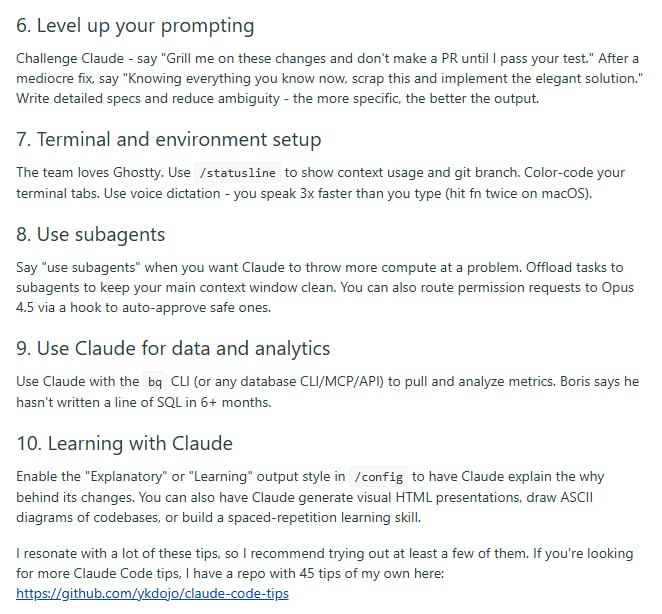 Claude Code创造者的10条实战心法：如何让AI真正成为你的编程搭档 | 帖子Boris Cherny是Claude Code的创造者，最近他分享了团队内部总结的10条使用技巧