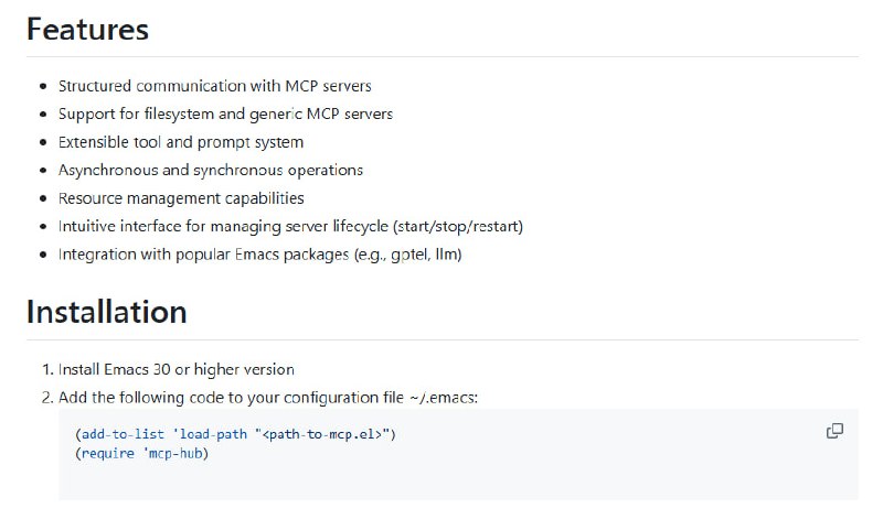 mcp.el：在Emacs中实现MCP协议的客户端，让Emacs用户能够轻松连接和管理MCP服务器