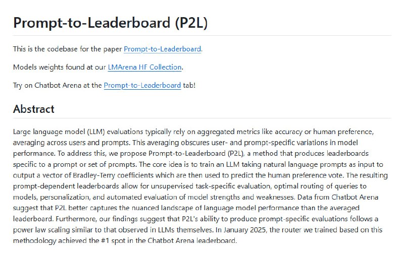 将自然语言提示转化为个性化排行榜的AI工具，用于评估大型语言模型（LLM）性能，能生成针对特定提示或提示集合的排行榜，以揭示用户和提示特定的模型表现变化