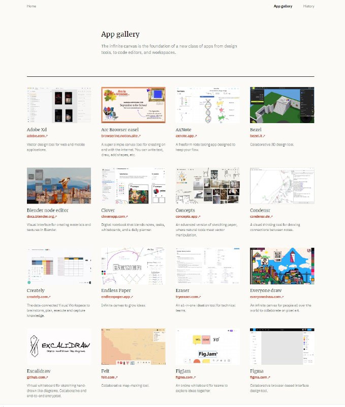 无限画布工具收集该网站专门收集无限画布的设计、白板工具，目前已收集 52 款