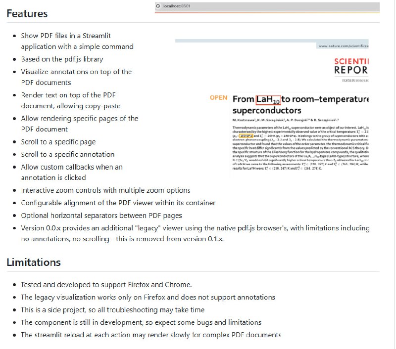 Streamlit PDF Viewer：专为Streamlit应用设计的高效PDF可视化和增强组件，助力结构化数据展示与交互体验升级