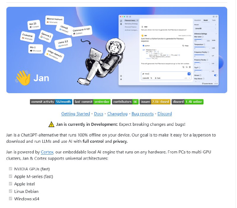 Jan：一个100%离线运行的开源ChatGPT替代方案