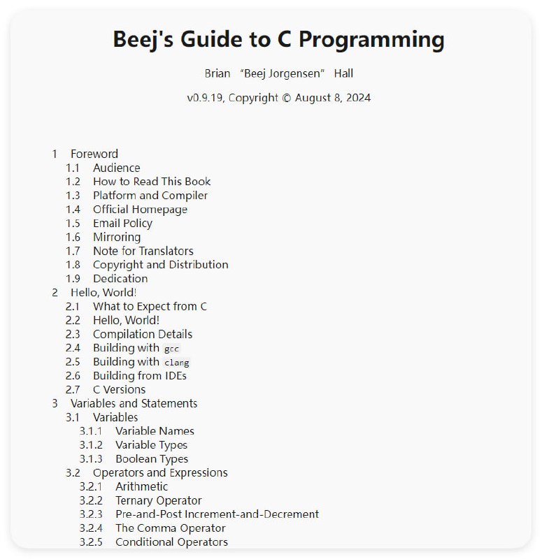 一本面向初学者的C语言教程，提供代码示例和详细解释，适合自学者和编程爱好者Beej's C编程指南 | #教程