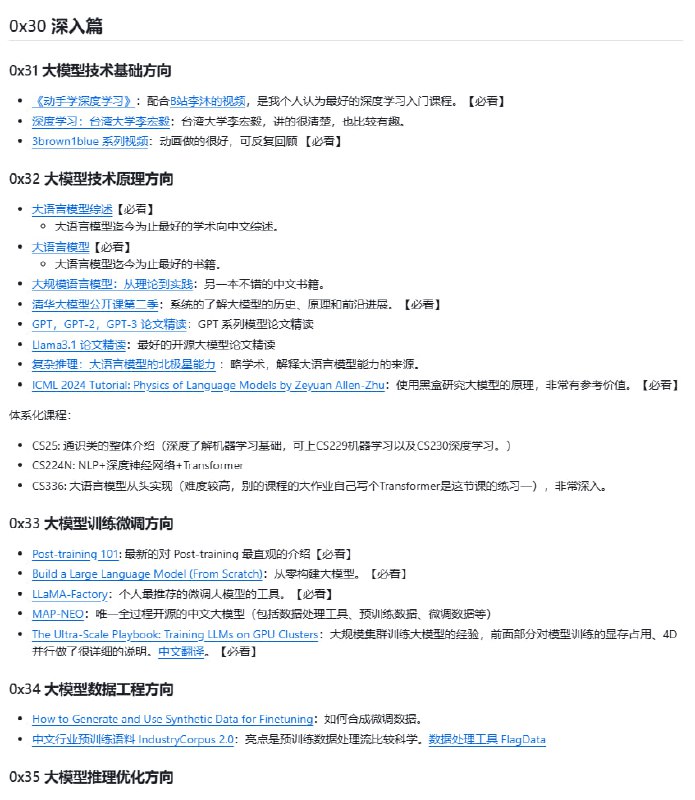 《大语言模型（LLM）学习路径和资料汇总》为不同水平的学习者提供了系统且实用的学习指南，涵盖入门、应用和深入三个阶段