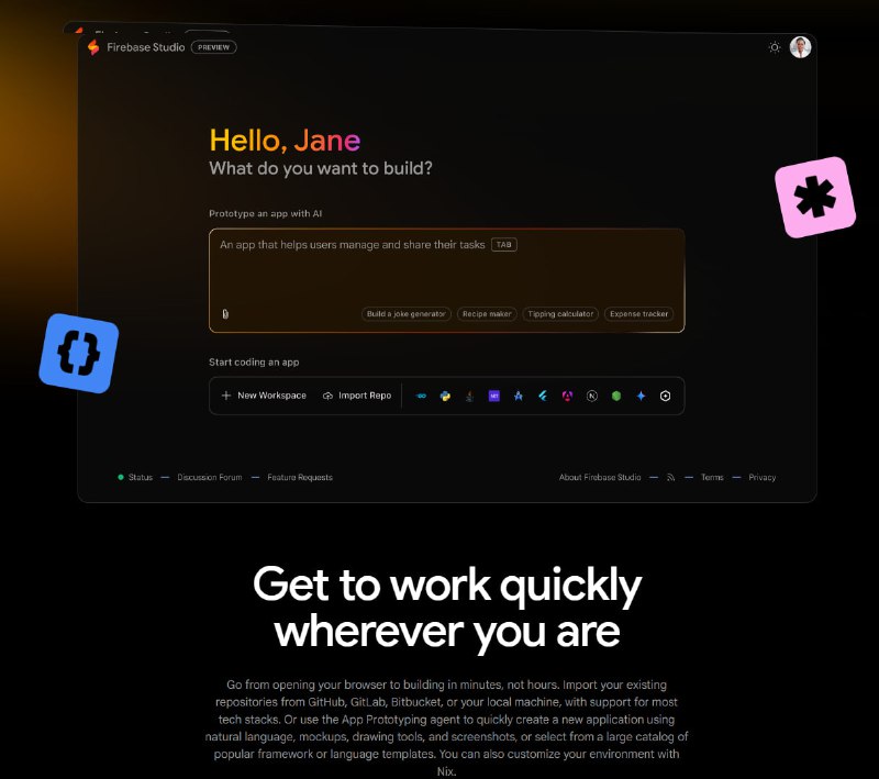 Firebase Studio：用自然语言构建、修改和部署应用程序的全栈开发平台