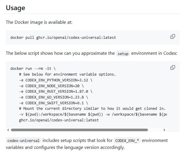 Codex-universal：OpenAI Codex环境的基础Docker镜像，助力开发者在本地复现Codex开发环境