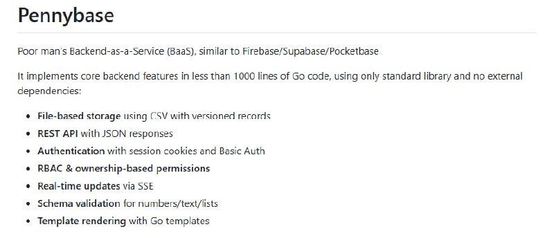 Pennybase：一个轻量级、低依赖的后端即服务（BaaS）解决方案，用不到1000行Go代码实现核心后端功能