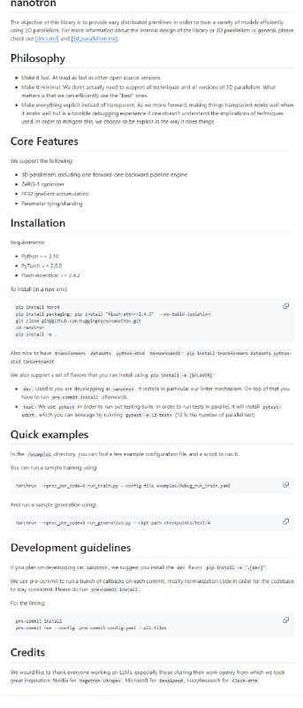 简化大型语言模型训练的开源工具，提供了一种简洁的大型语言模型3D并行训练方法