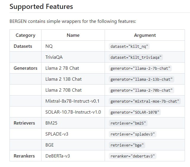 BERGEN：RAG系统基准测试库，专注于问答（QA）领域的性能评估，旨在提高RAG管线中各组件影响的理解和比较的一致性，通过HuggingFace简化新数据集和模型的复现性和集成
