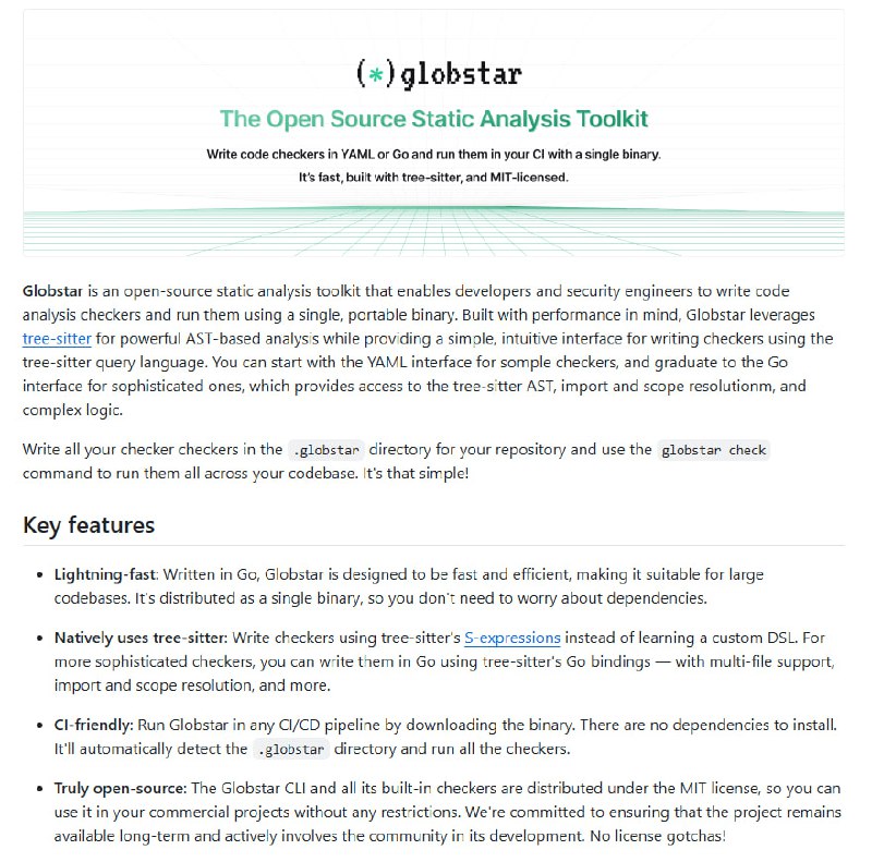 一款基于tree-sitter的快速、功能丰富的开源静态代码分析工具