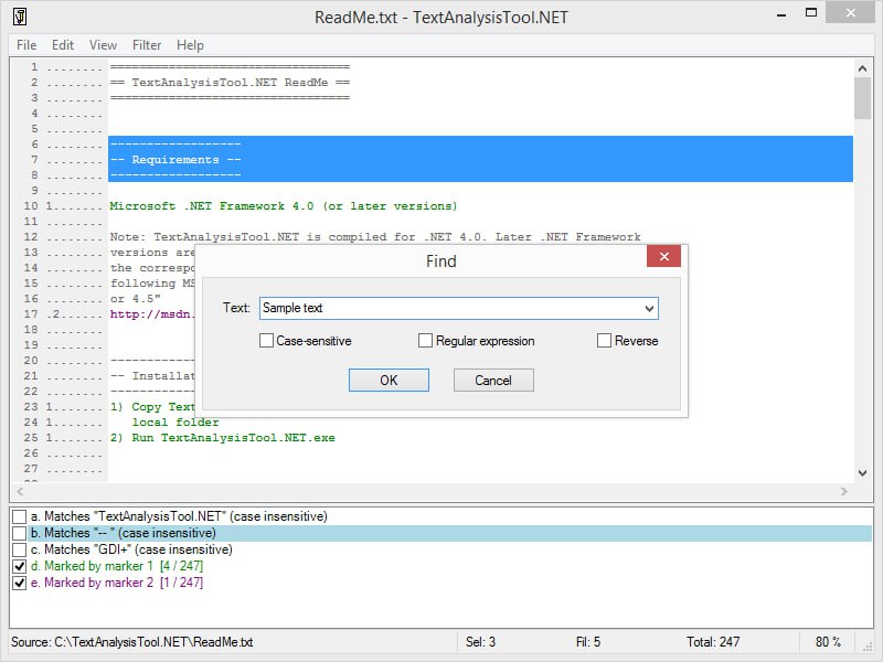 TextAnalysisTool.NET是一款文本分析工具，旨在快速高效地查看、搜索和导航大型文件
