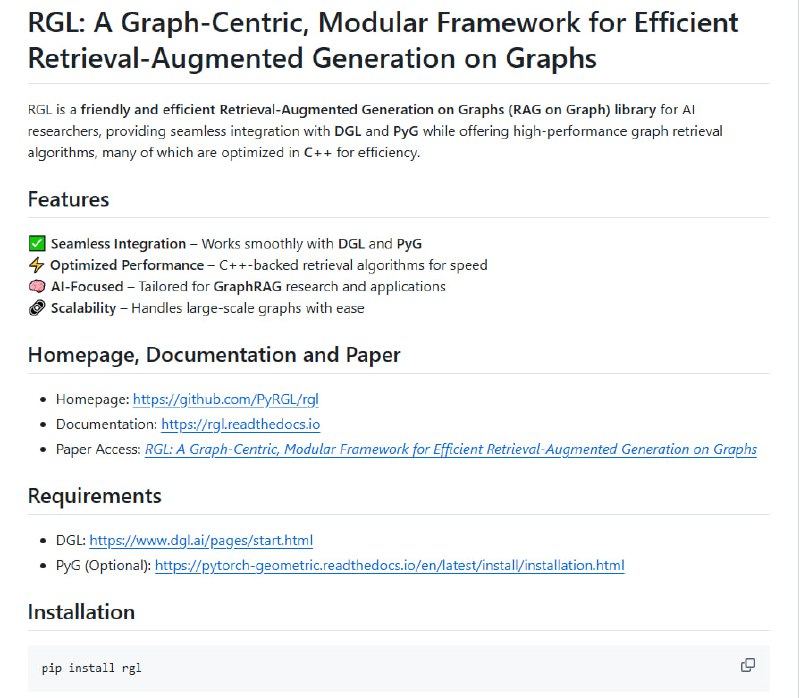 RGL - RAG-on-Graphs Library：为AI研究者提供高效、易用的图检索增强生成框架