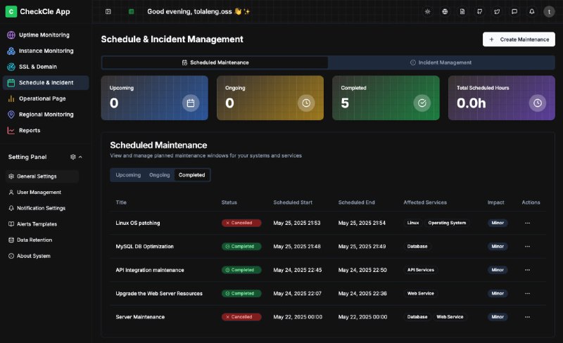 CheckCle：开源自托管的全栈实时监控平台，专为开发者、运维和DevOps设计，助力全面掌控系统与应用性能