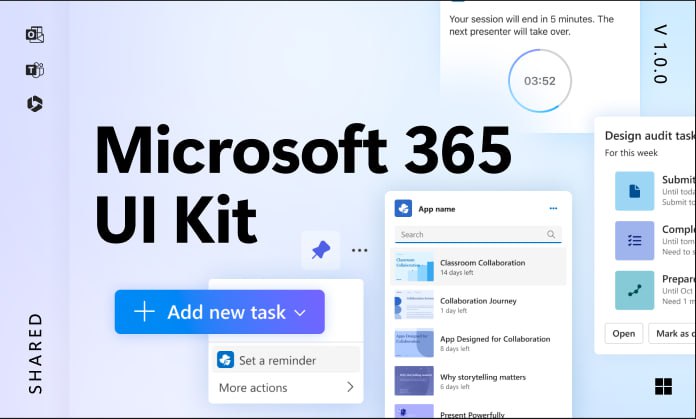 微软在Figma社区放出了 Microsoft 365 UI Kit，PC 端和移动端界面都有，还有很详细的设计指南文档