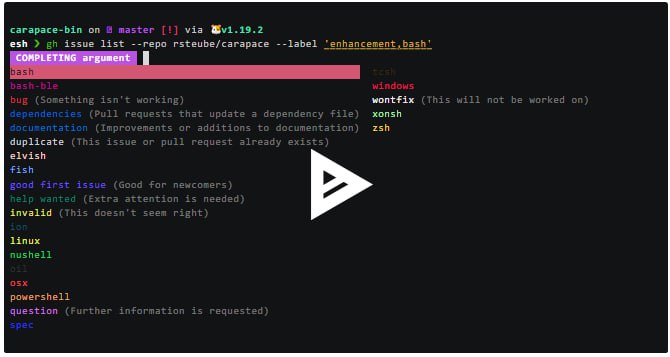 Carapace-bin：支持跨多个POSIX和非POSIX shells的多命令行补全工具，旨在提高命令行使用效率和用户体验A