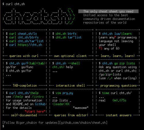 cht.sh，一个备忘单