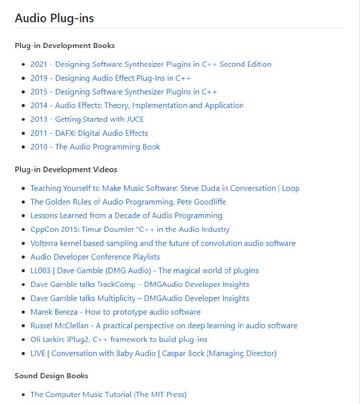 音频插件开发资源汇总Audio-Plugin-Development-Resources | #插件音频插件开发资源汇总Audio-Plugin-Development-Resources | #插件
