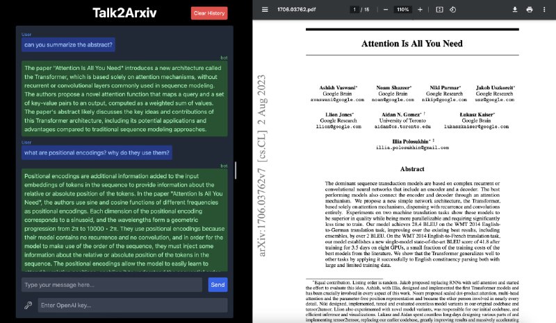 在 arxiv.org 链接前面加上“talk2”，可直接针对论文内容进行问答（需要自备OpenAI key）| githubTalk2Arxiv 是专为学术论文 PDF 构建的开源 RAG（检索增强生成）系统，由talk2arxiv 服务器提供支持特征PDF 解析：利用 GROBID 从 PDF 中高效提取文本