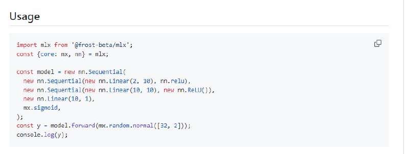 node-mlx：为 Node.js 设计的机器学习框架，基于 MLX，支持 GPU 加速
