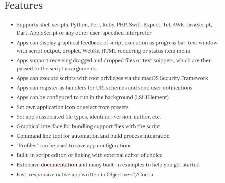 Platypus 是一款强大的开发工具，能将各种命令行脚本（如 Shell、Python、Perl、Ruby、PHP、Swift、JavaScript 等）打包成原生 macOS 应用