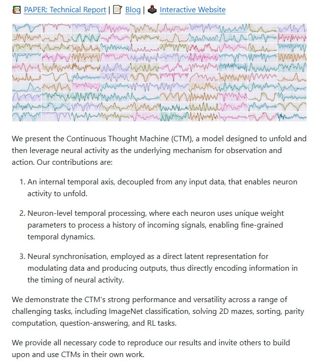 Continuous Thought Machines：让思考成为一种持续的过程
