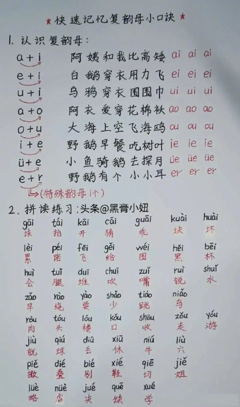 一年级的声母韵母顺口溜一年级的声母韵母顺口溜