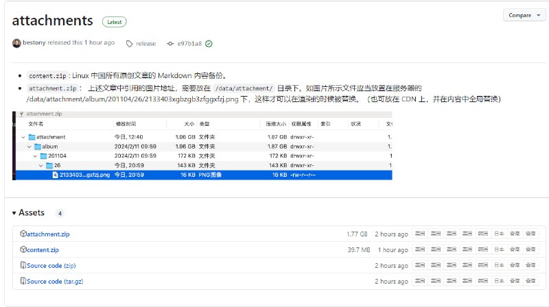 Linux 中国所有原创文章的 Markdown 内容备份 | attachments