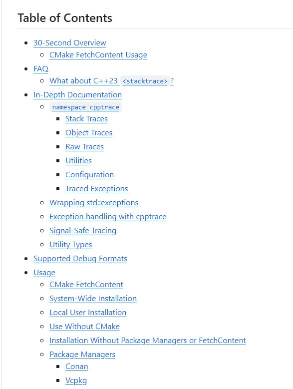 Cpptrace：一个简洁、可移植和自建的 C++ stacktracker 库，支持 C++11 及更高版本的 Linux、macOS 和 Windows 运行环境，包括 MinGW 和 Cygwingwin