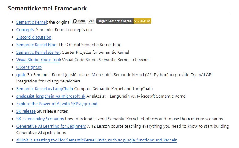 Semantic Kernel框架精选工具与项目列表：一个精选列表，展示使用Semantic Kernel框架的工具和项目，支持快速开发大型语言模型(Large Language Models, LLM)项目，促进其生态系统的快速发展awesome-semantickernel | #框架Semantic Kernel框架精选工具与项目列表：一个精选列表，展示使用Semantic Kernel框架的工具和项目，支持快速开发大型语言模型(Large Language Models, LLM)项目，促进其生态系统的快速发展awesome-semantickernel | #框架