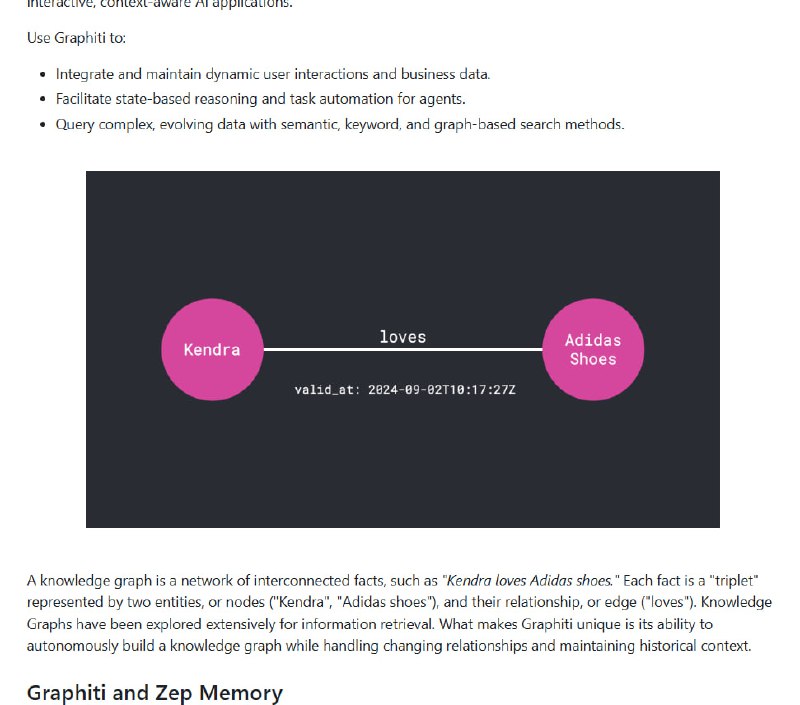 Graphiti：实时构建面向AI智能体的知识图谱框架，专为动态环境设计，支持连续增量更新、双时间维度管理及高效混合检索，极大提升AI记忆与推理能力
