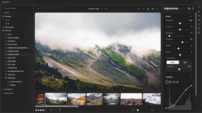 RapidRAW：轻量好用的 RAW 图片编辑器，体积不到 20MB，却提供了媲美 Lightroom 的编辑体验