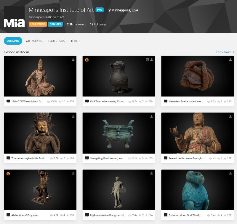 Sketchfab 联合数十家博物馆和机构发布的一个文化遗产开源计划